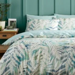 Palm House Fern 180 Thread Count Cotton Sateen Duvet Cover & Pillowcase Set -Habitat Store 30957843 alt02