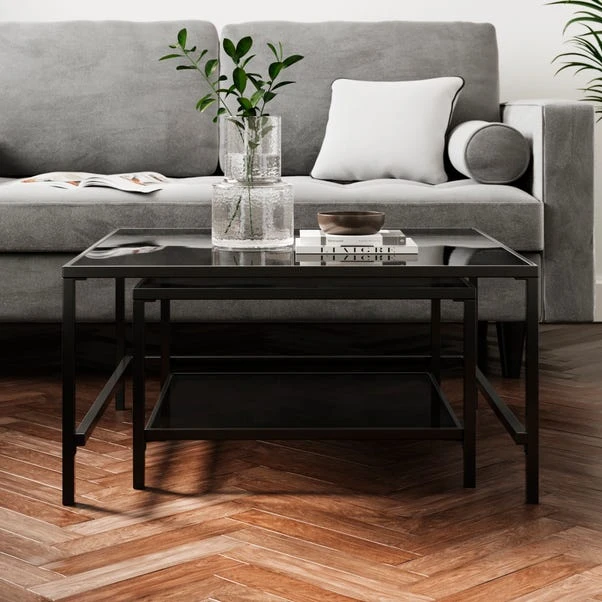 Sofia Glass Nest Of Square Coffee Tables 4 Sofia Glass Nest Of Square Coffee Tables - Image 2