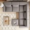 Modular Arne Grey Faux Leather Corner Sofa With Footstool -Habitat Store 60197704