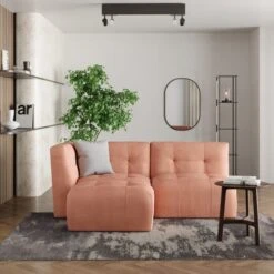 Modular Squish Clay Tonal Chenille Left Hand Facing Small Chaise Sofa