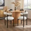 Amari 4 Seater Round Dining Table With 4 Violeta Ivory Boucle Dining Chairs -Habitat Store 60246563