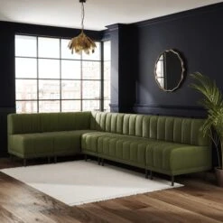 Amali Matte Plush Velvet Right Hand Dining Bench Bundle -Habitat Store 60259849