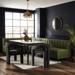 Amali Matte Plush Velvet Right Hand Dining Bench Bundle -Habitat Store 60259849 alt01